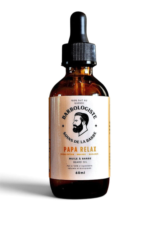 Huile à barbe Papa Relax 60ml - huile apaisante naturelle pour barbe - Le Barbologiste