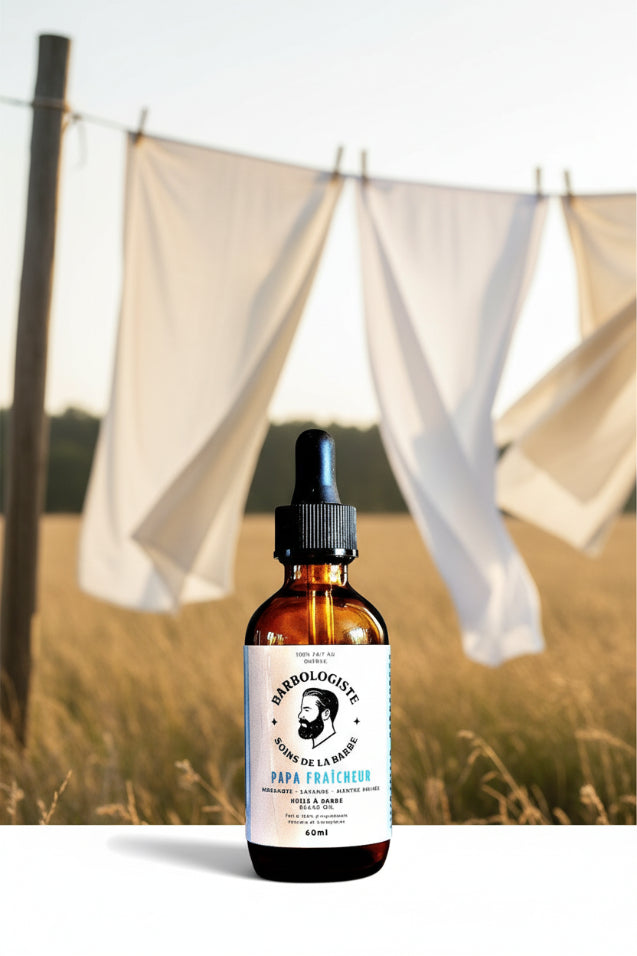 Huile à Barbe Papa Fraîcheur 60ml – Bergamote & Menthe