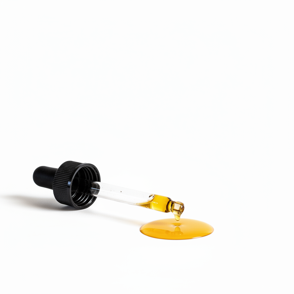 Pipette couchée avec goutte d'huile